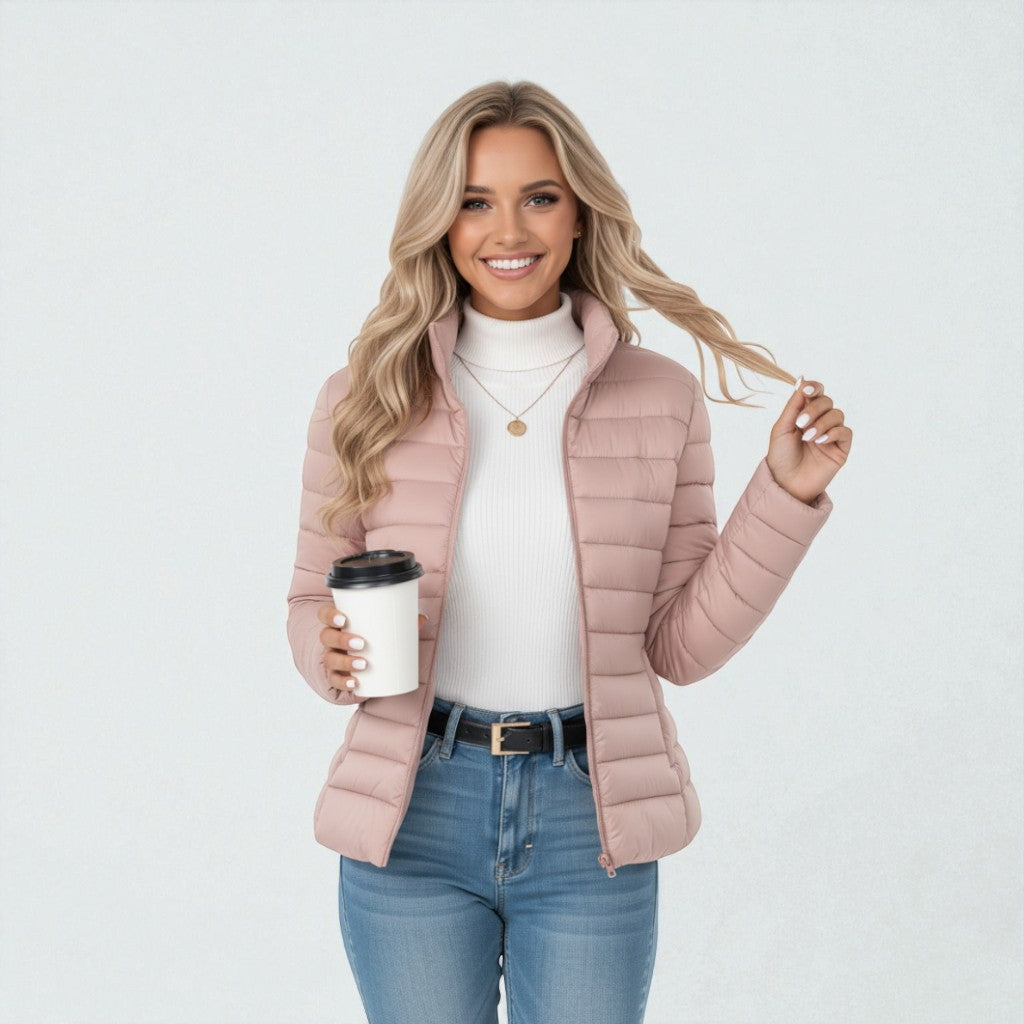 Womens Puffer Jacket Lightweight Quilted Slim Fit in Grey – Kit
