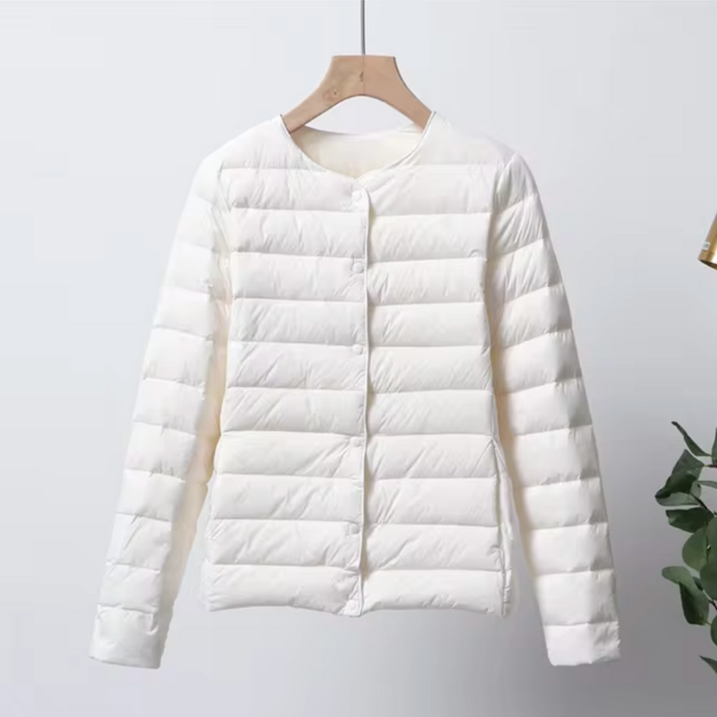 Womens Puffer Jacket Ultralight Short Design in White – Sage