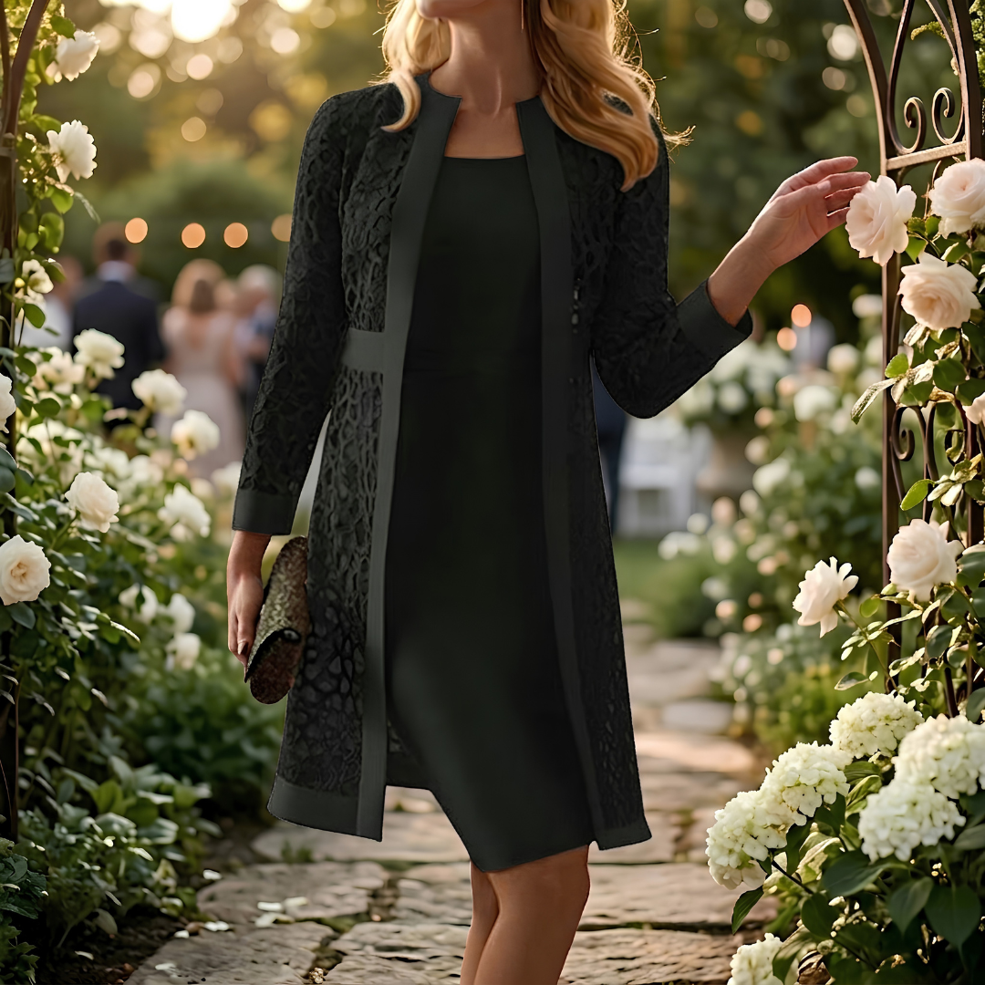 Womens Dress Lace Two-Piece Evening Elegant in Black – Bay
