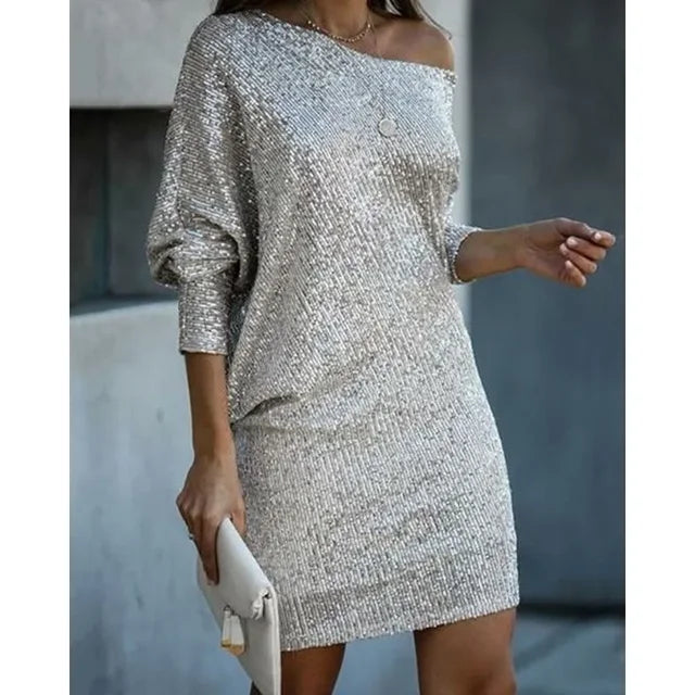 Womens Dress Sequin Party Mini Glamour in Bright Gold – Ren