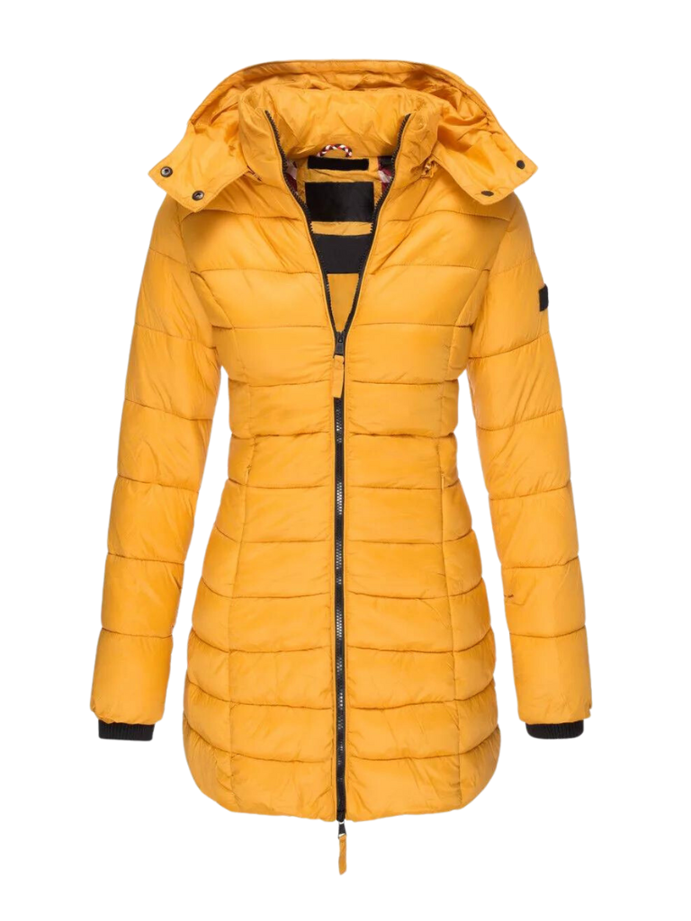 Womens Puffer Jacket Slim Quilted Longline with Hood – Isla