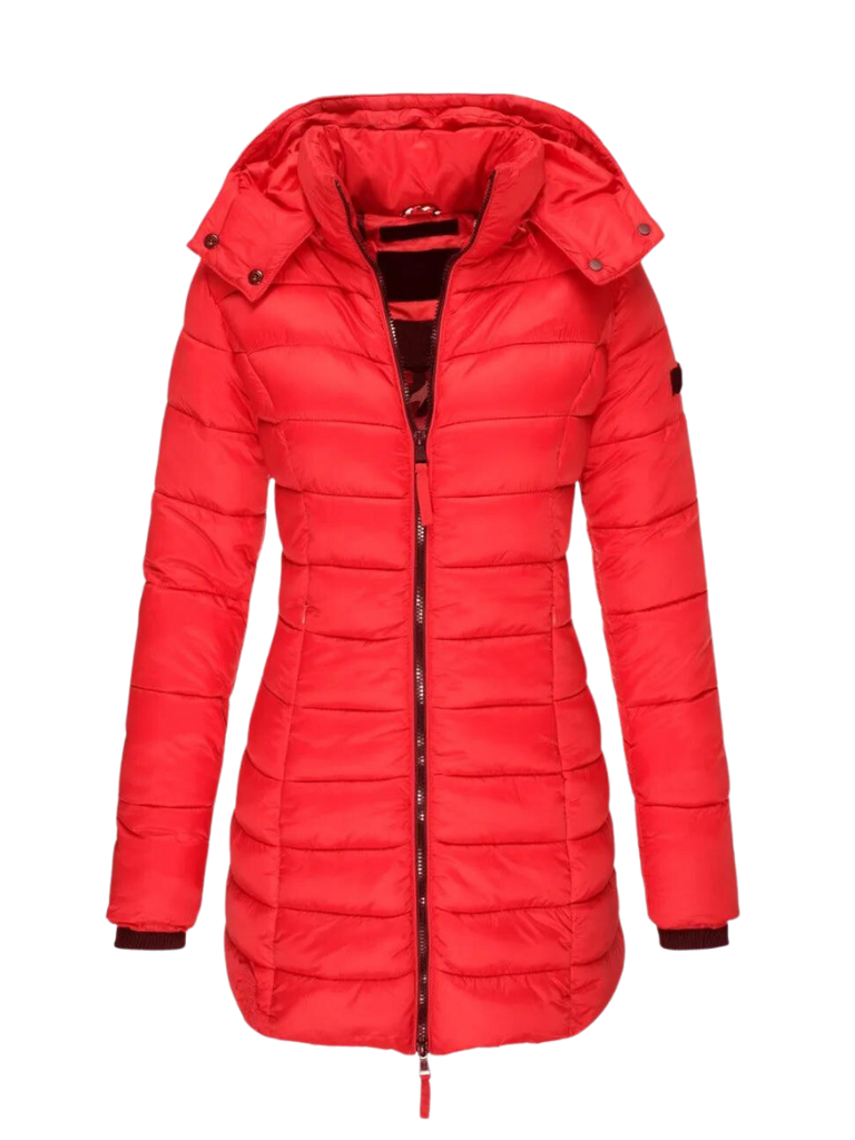 Womens Puffer Jacket Slim Quilted Longline with Hood – Isla