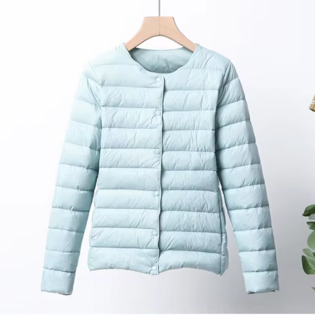 Womens Puffer Jacket Ultralight Short Design in White – Sage