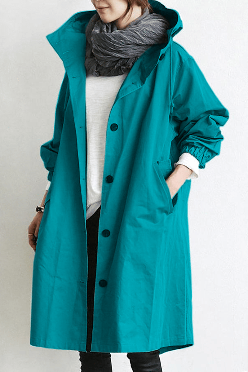Womens Coat Trench Waterproof Rain Hooded Classic in Grey – Petra