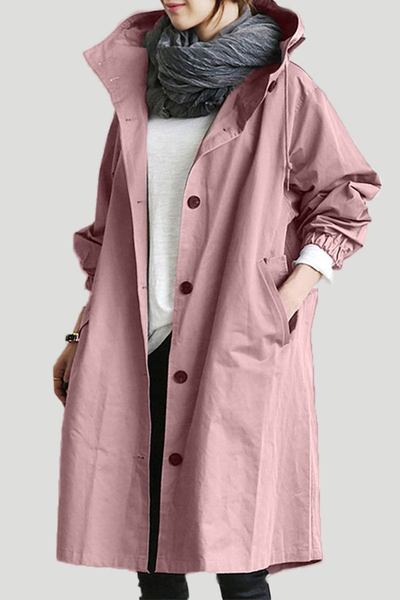 Womens Coat Trench Waterproof Rain Hooded Classic in Grey – Petra