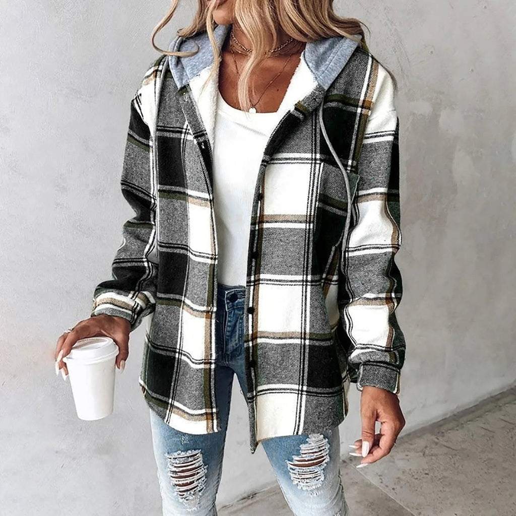 Womens Jacket Hooded Mixed Texture Relaxed – Bea