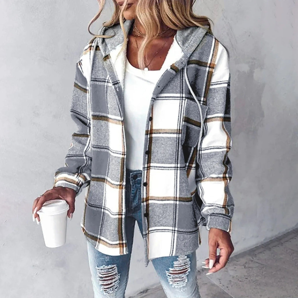 Womens Jacket Hooded Mixed Texture Relaxed – Bea