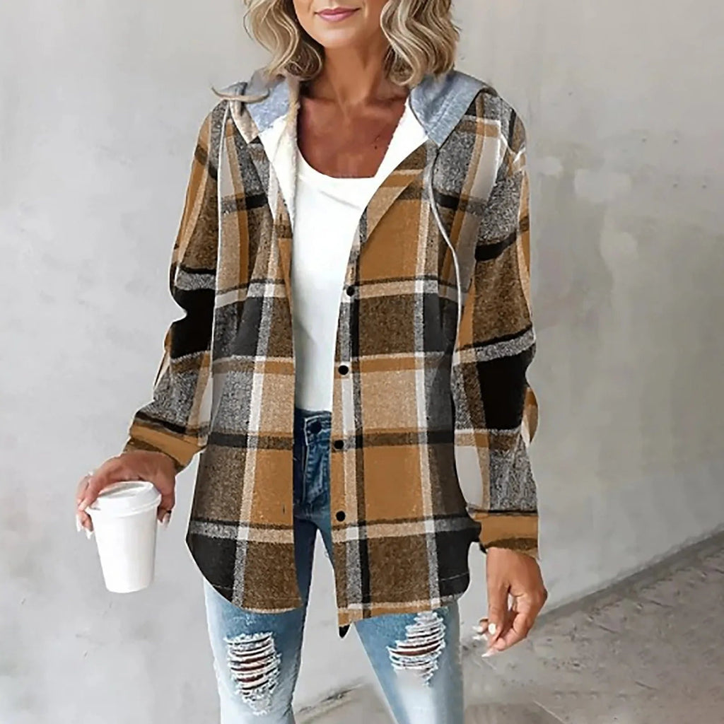 Womens Jacket Hooded Mixed Texture Relaxed – Bea