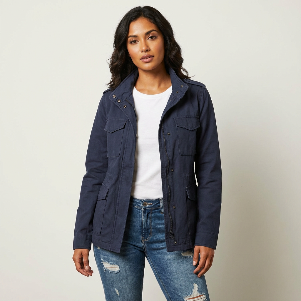 Womens Jacket Utility Waist Detail Flap Pockets – Ines