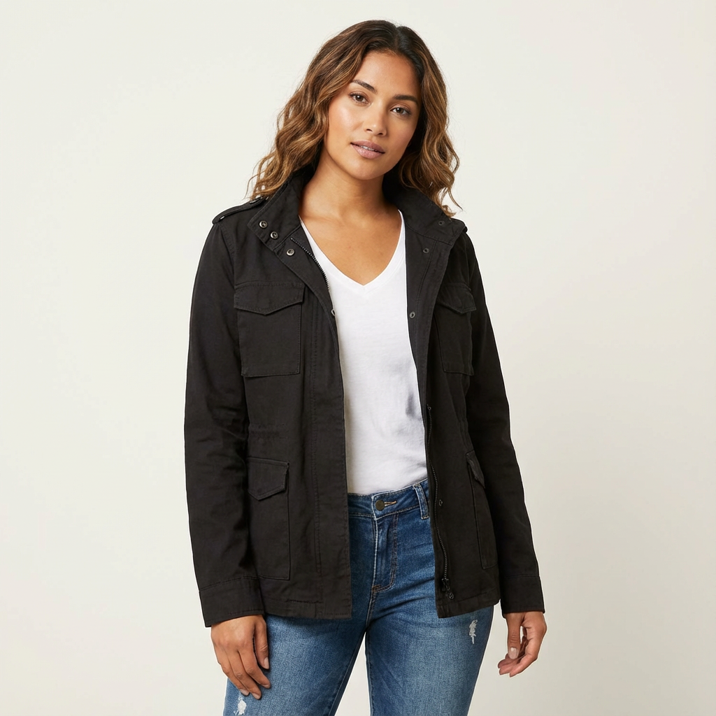 Womens Jacket Utility Waist Detail Flap Pockets – Ines