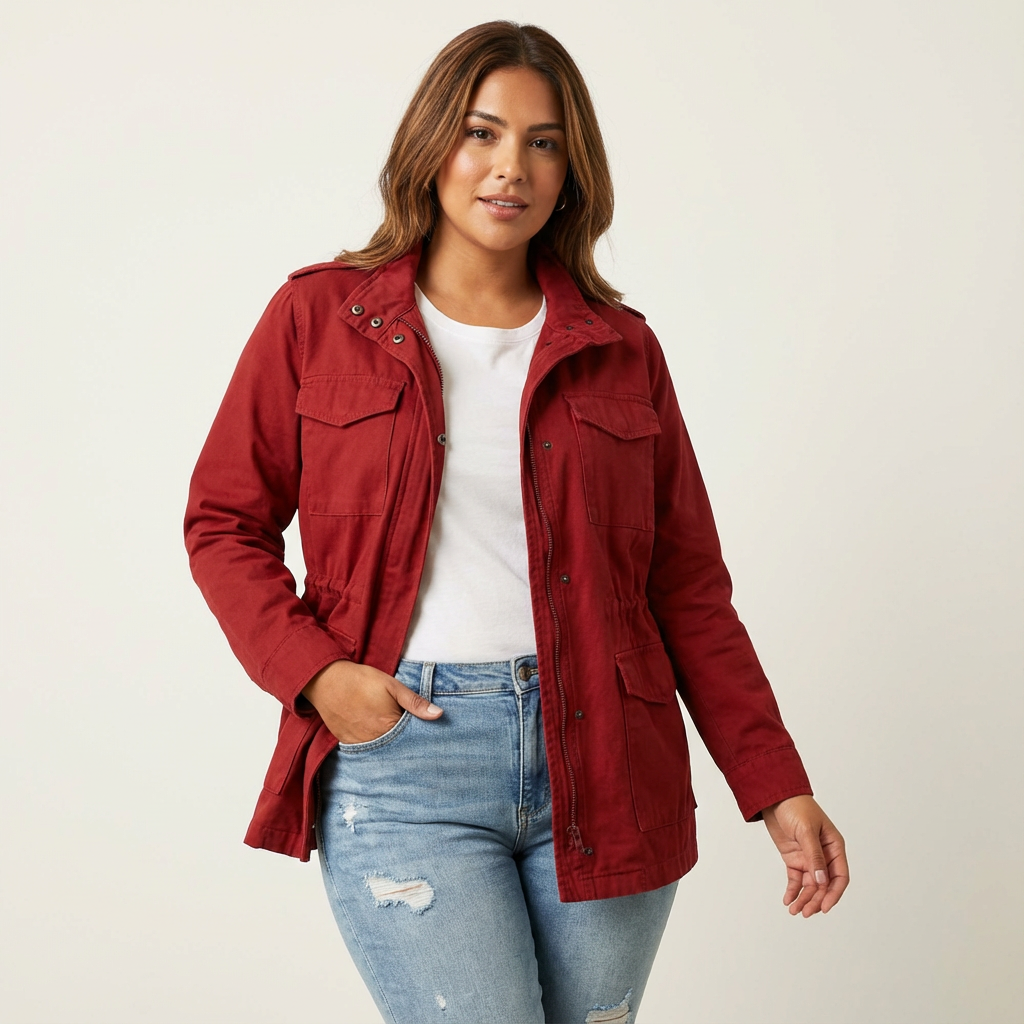 Womens Jacket Utility Waist Detail Flap Pockets – Ines