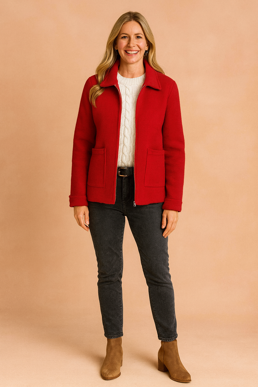 Womens Jacket Luxury Zip Structured Elegant  – Peru