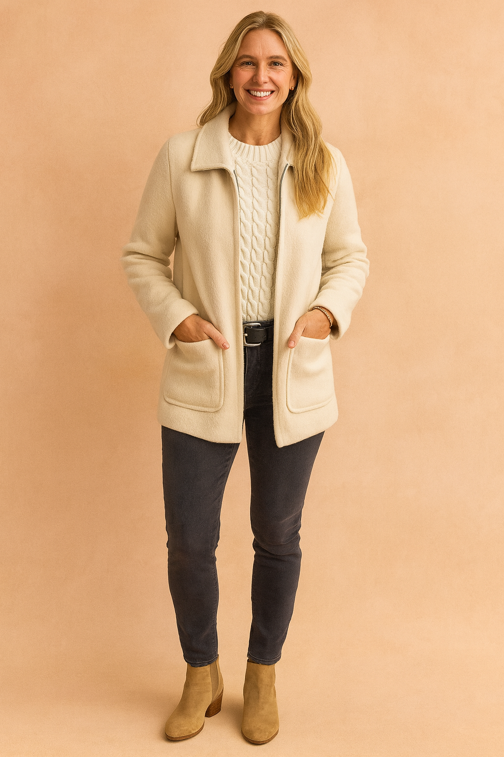 Womens Jacket Luxury Zip Structured Elegant  – Peru