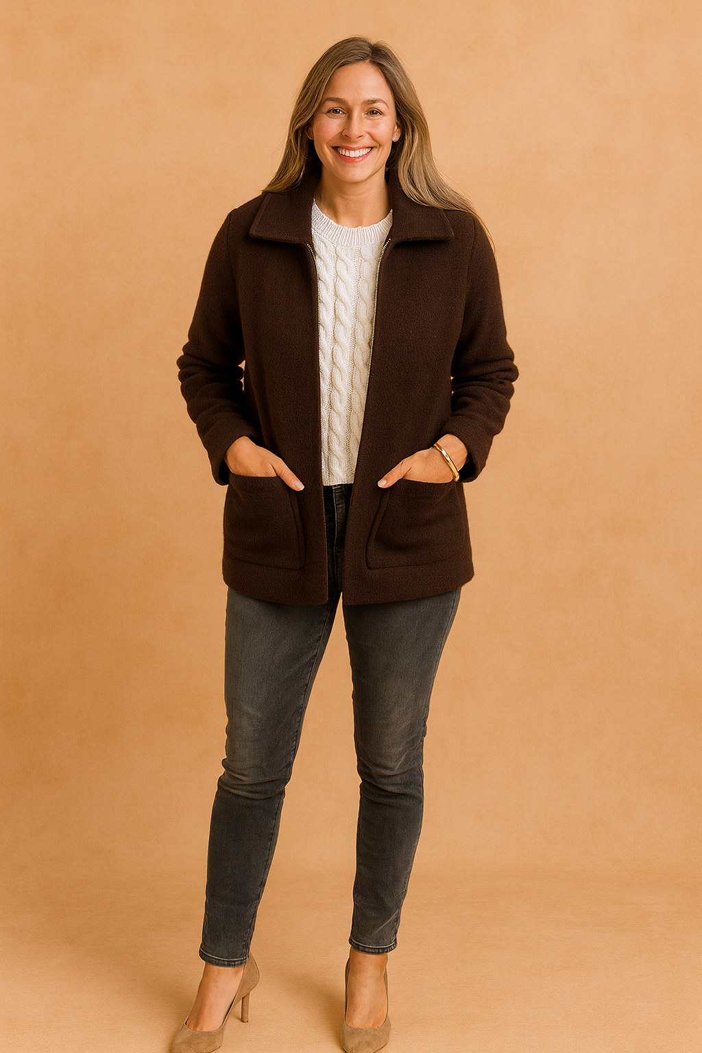 Womens Jacket Luxury Zip Structured Elegant  – Peru