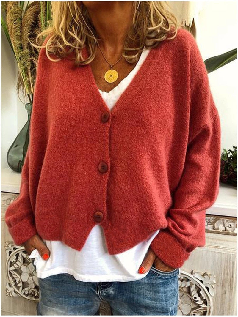 Womens Cardigan Knit Cosy Stylish Comfort in Orange – Elm