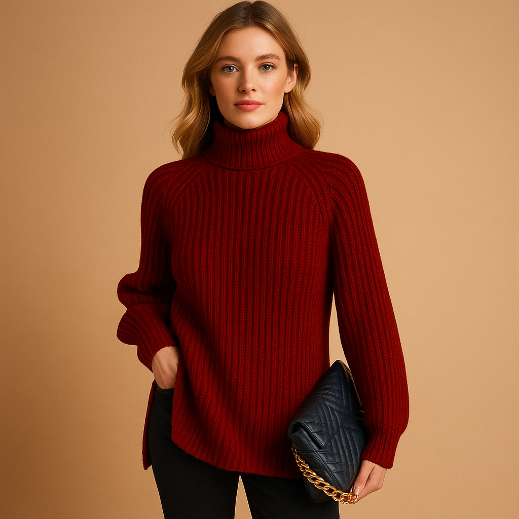 Womens Cardigan Cashmere Turtleneck Streamlined Fit – Ava