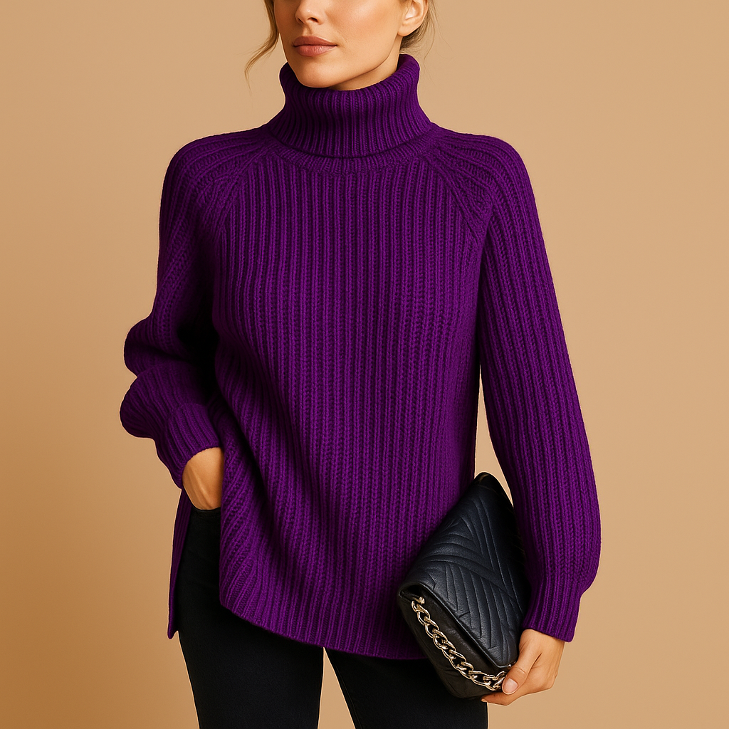 Womens Cardigan Cashmere Turtleneck Streamlined Fit – Ava