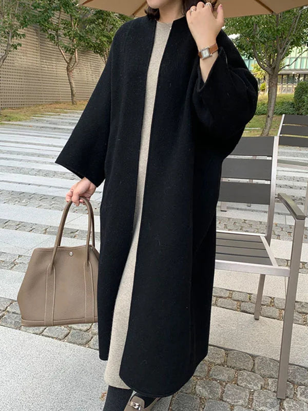 Womens Coat Long Wool Elegant Tailored Midi in Beige – Ada