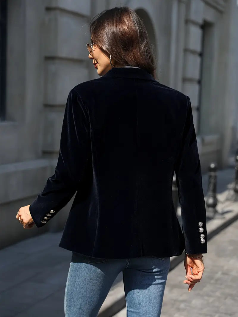 Womens Blazer Velvet Elegant Luxury Structured in Black – Vera