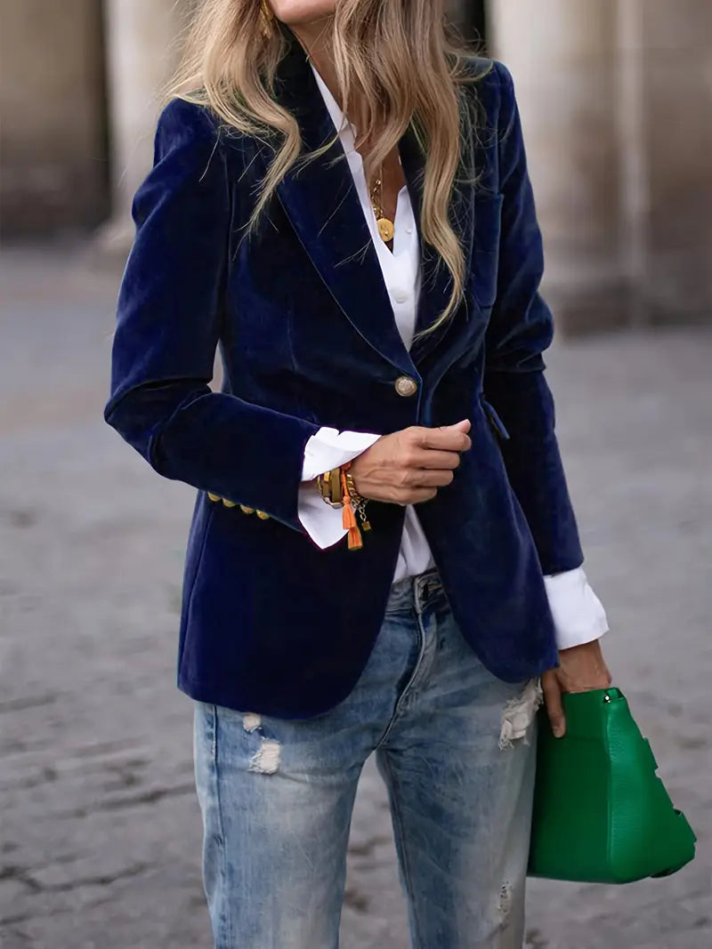 Womens Blazer Velvet Elegant Luxury Structured in Black – Vera