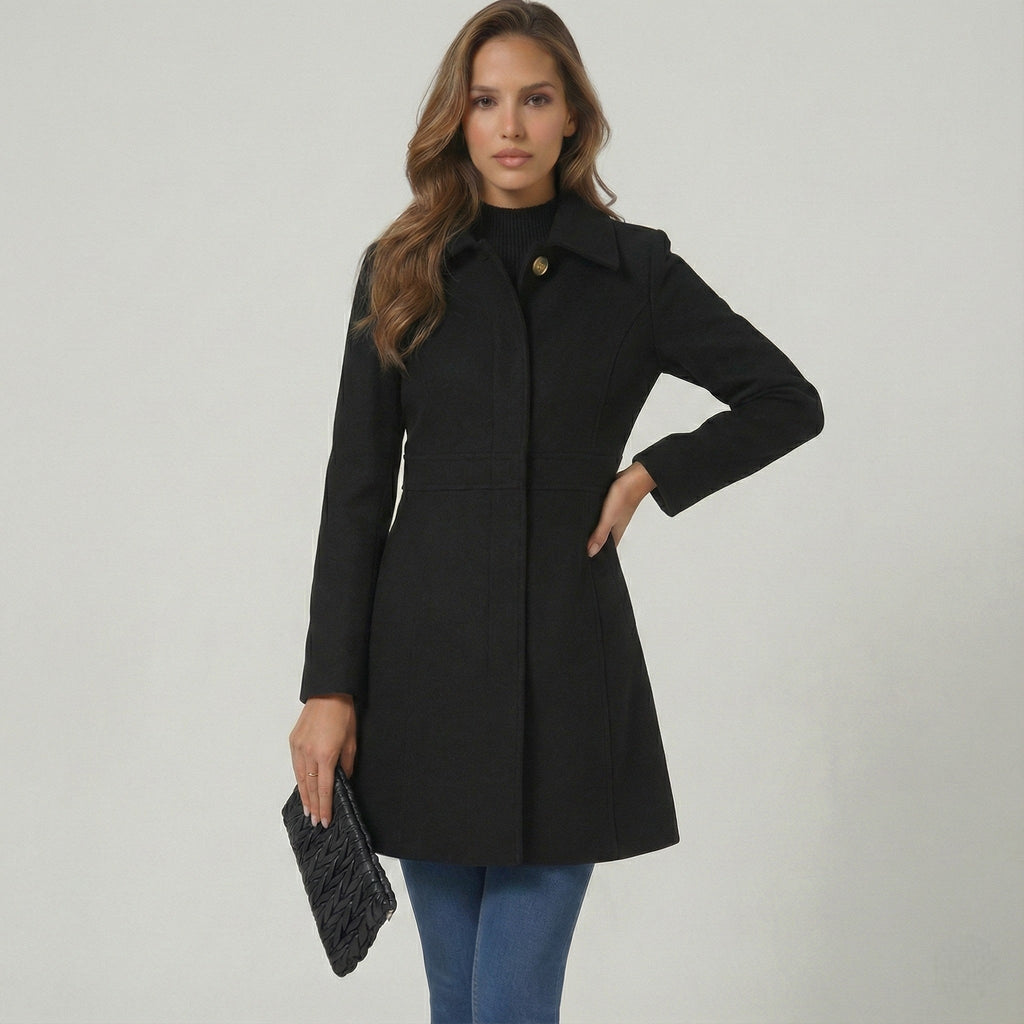 Womens Coat A-Line Button Closure Elegant Classic – Nova