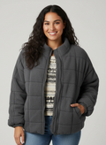 Womens Winter Jackets Quilted Relaxed Fit in Dark Grey – Lena