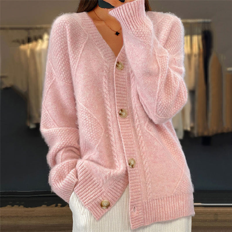 Womens Cardigan Knitted Cosy Layering Relaxed in Pink – Dove