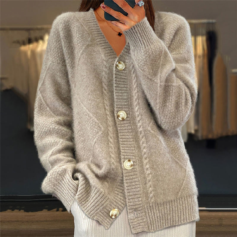 Womens Cardigan Knitted Cosy Layering Relaxed in Pink – Dove