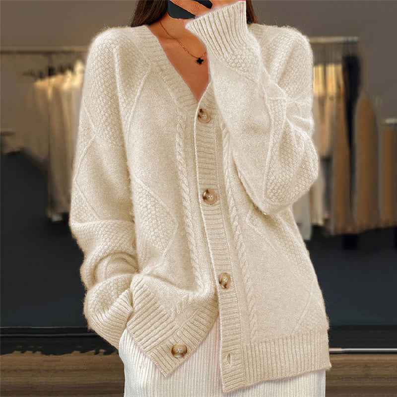Womens Cardigan Knitted Cosy Layering Relaxed in Pink – Dove