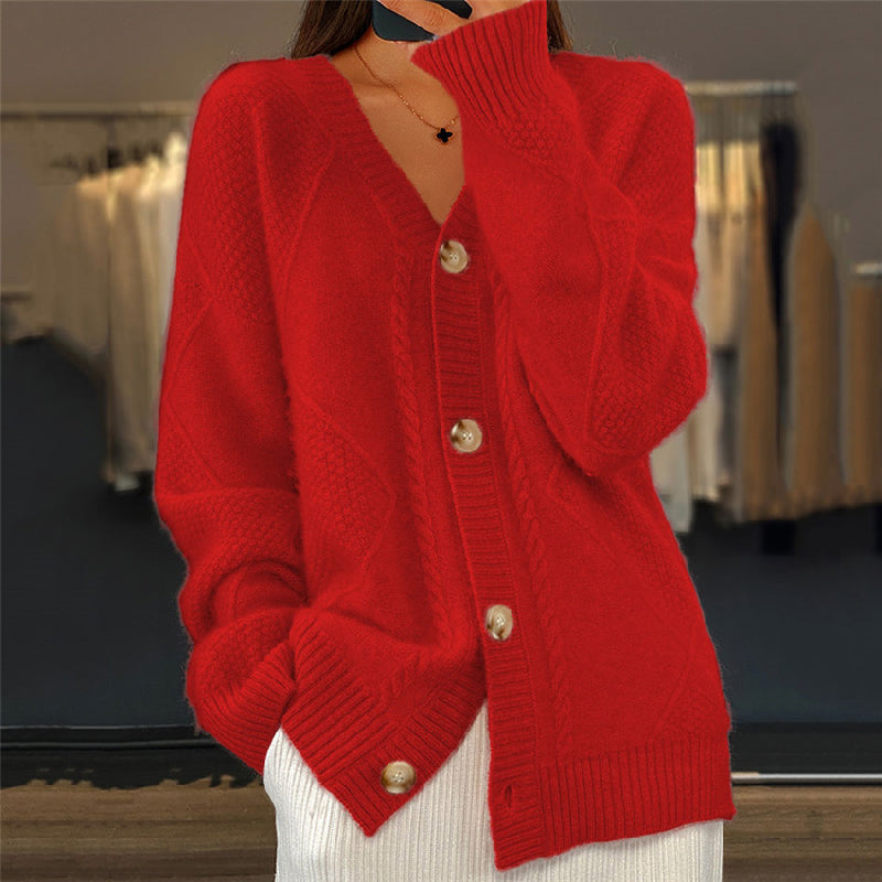 Womens Cardigan Knitted Cosy Layering Relaxed in Pink – Dove