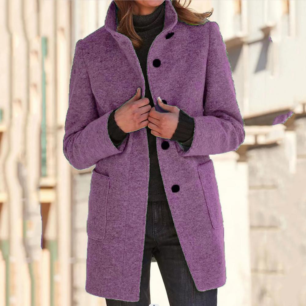 Womens Coat Wool Blend Long Elegant Luxury – Suki