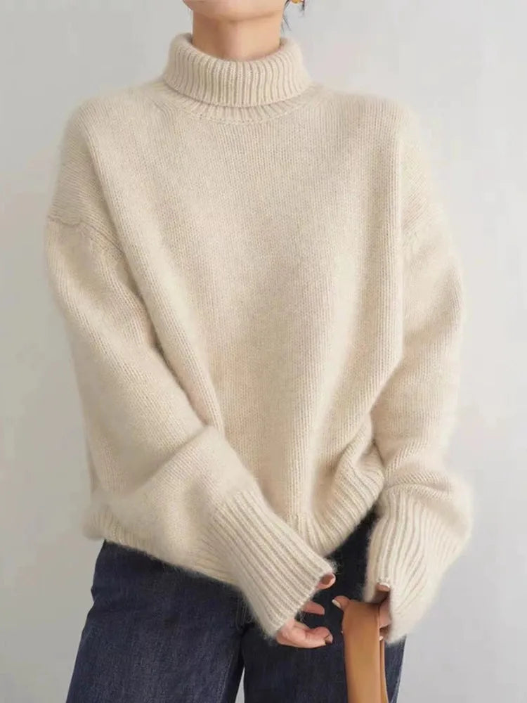 Womens Cardigan Cashmere Turtleneck High Collar – Jade