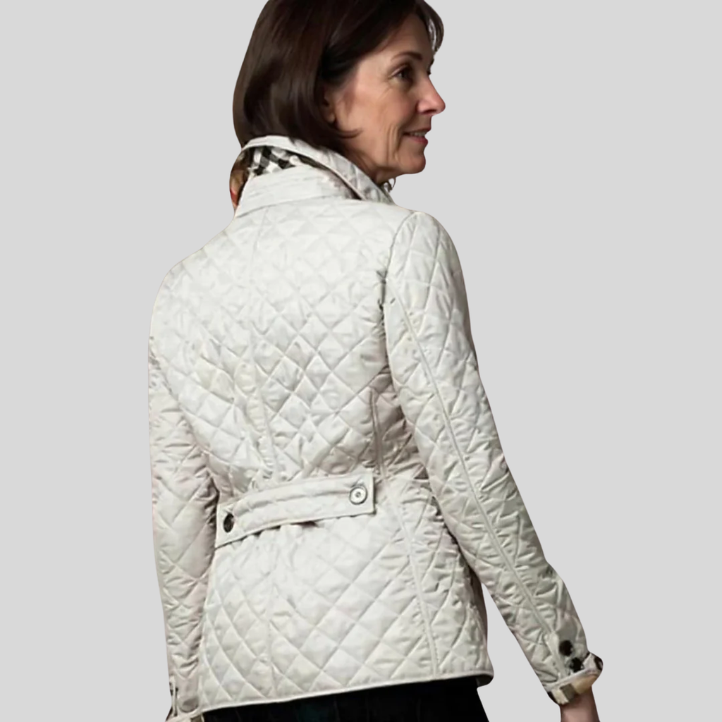 Womens Winter Jackets Quilted Lapel Collar Lightweight in Blue – Brie