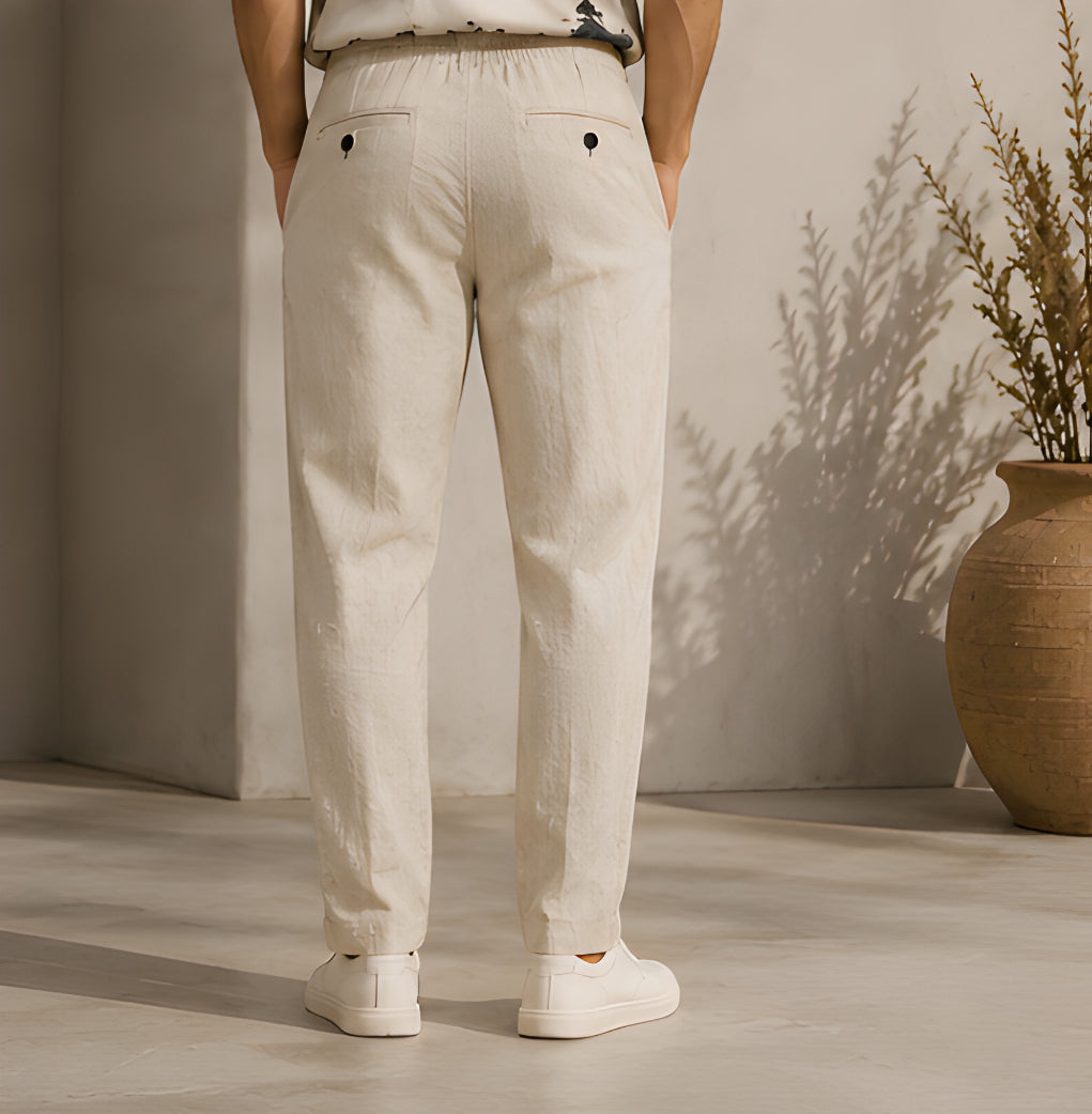 Monaco Linen Trouser – Sand Beige | Tarlano