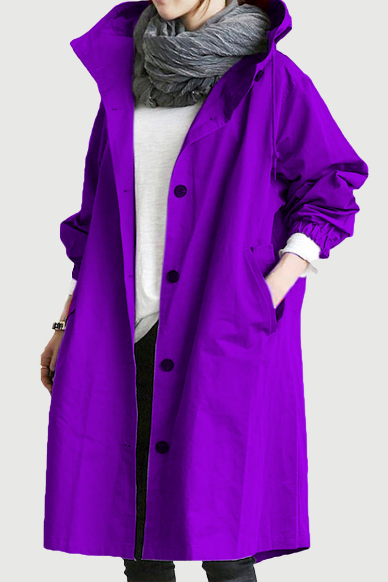 Womens Jacket Windbreaker Water-Resistant Oversized Hooded in Powder Blue – Mae