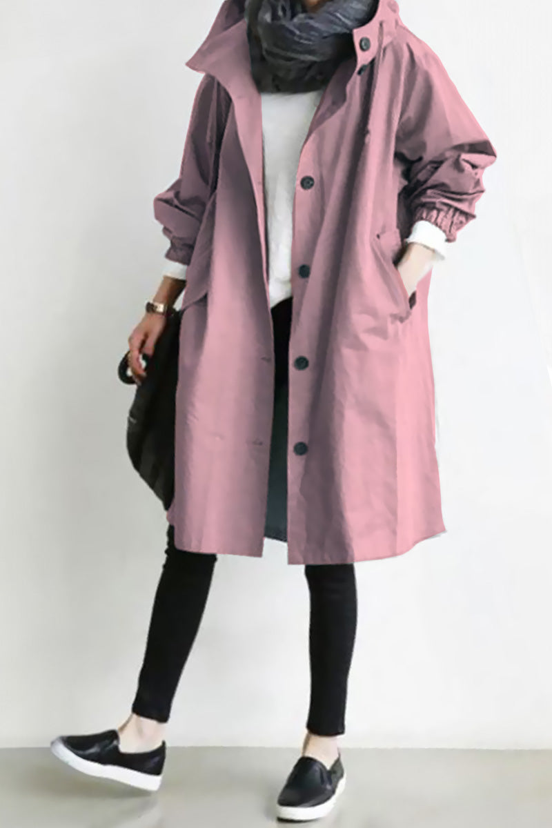 Womens Jacket Windbreaker Water-Resistant Oversized Hooded in Powder Blue – Mae
