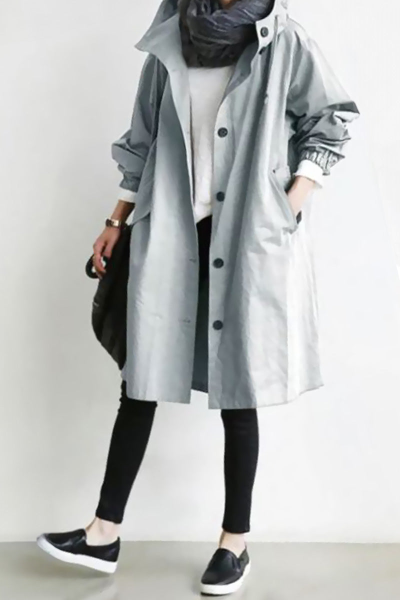 Womens Jacket Windbreaker Water-Resistant Oversized Hooded in Powder Blue – Mae