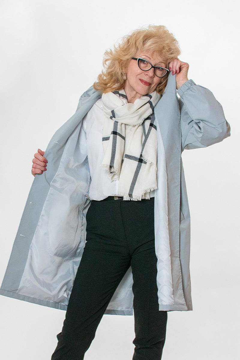 Womens Jacket Windbreaker Water-Resistant Oversized Hooded in Powder Blue – Mae