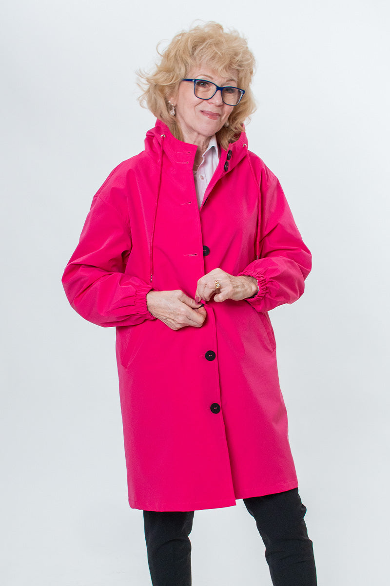 Womens Jacket Windbreaker Water-Resistant Oversized Hooded in Powder Blue – Mae