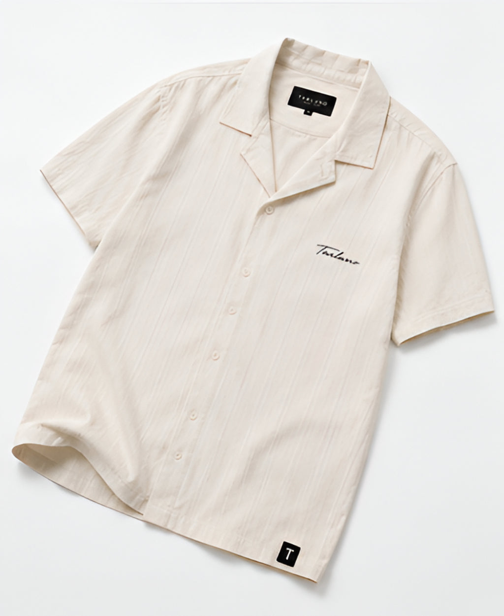 Riviera Textured Camp Collar Shirt – Ivory | Tarlano