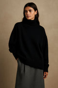 Womens Cardigan Cashmere Flattering Fit Long Sleeve in Black – Cleo