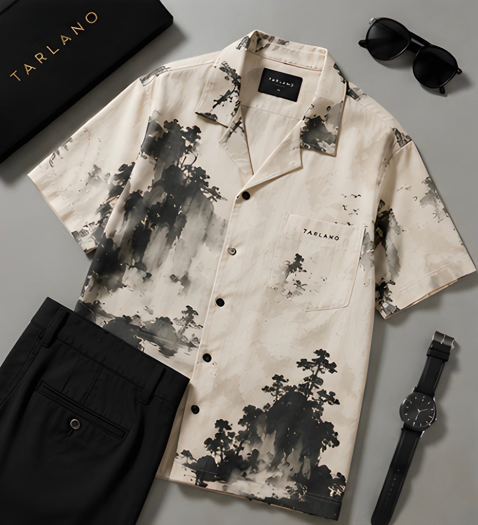 Sumi Coast Camp Collar Shirt - Ivory | Tarlano