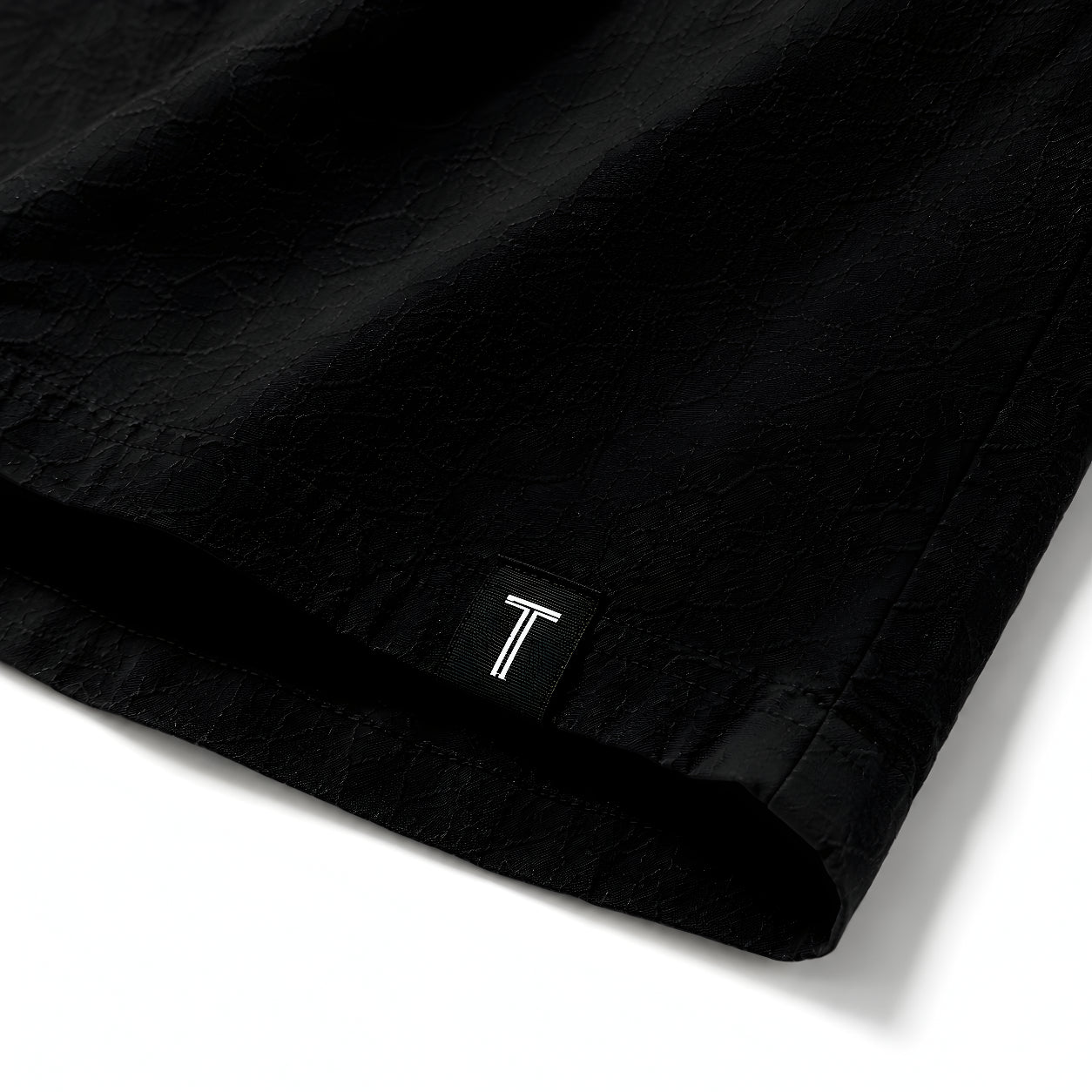 Textured Camp Collar Short Sleeve Shirt - Black | Tarlano