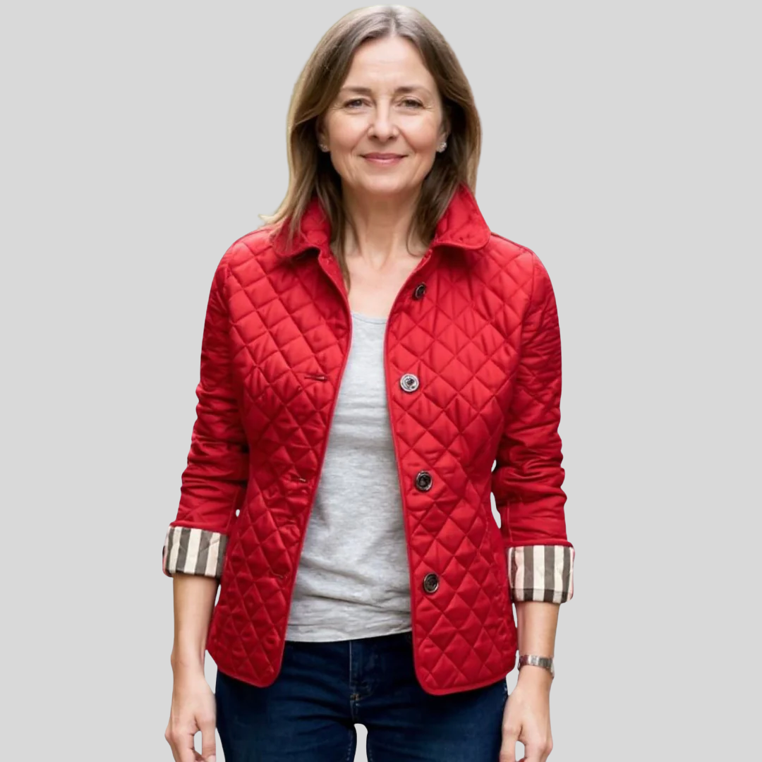 Womens Winter Jackets Quilted Lapel Collar Lightweight in Blue – Brie