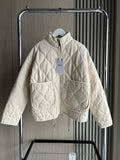 Womens Jacket Quilted Vintage Padded Classic in Beige – Opal