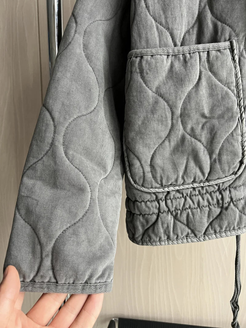 Womens Jacket Quilted Vintage Padded Classic in Beige – Opal