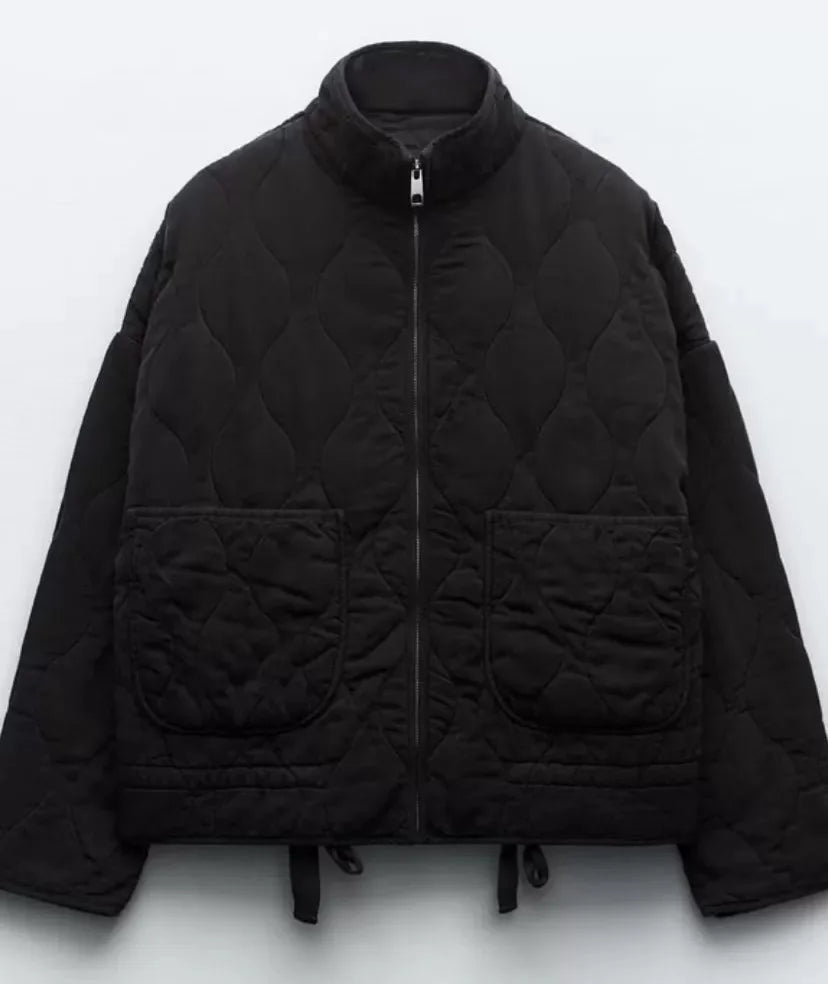Womens Jacket Quilted Vintage Padded Classic in Beige – Opal