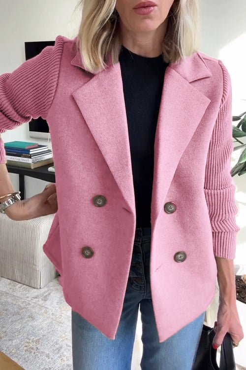 Womens Blazer Tailored Knit Sleeve Chic Structured in Pink – Wix