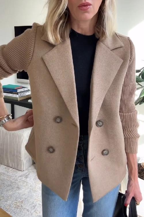 Womens Blazer Tailored Knit Sleeve Chic Structured in Pink – Wix