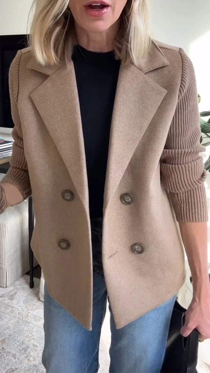 Womens Blazer Tailored Knit Sleeve Chic Structured in Pink – Wix